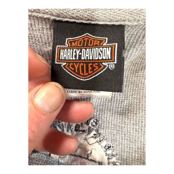 Harley-Davidson Gray Polo Shirt Embroidered Logo & Black Shoulder Stripe Mens XL - Picture 3 of 5
